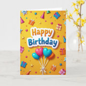 お誕生日おめでとうバルーンカード カード (黄色い花)