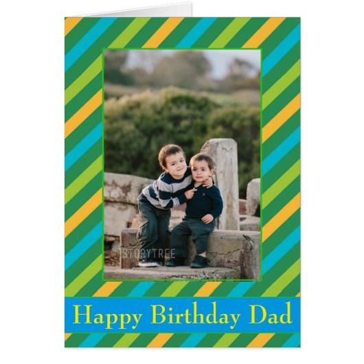お誕生日おめでとうパパ 斜めストライプ 写真入り (正面)