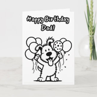 お誕生日おめでとうパパ!風船を持った犬 カード