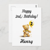 お誕生日おめでとうパーソナライズされたテディ・ベア・カード ポストカード (正面/裏面)