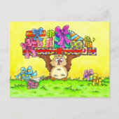 お誕生日おめでとうフクロウ ポストカード (正面)