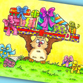 お誕生日おめでとうフクロウ ポストカード