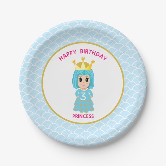 お誕生日おめでとうプリンセス ペーパープレート (正面)