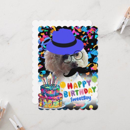 お誕生日おめでとうプードル ノートカード (正面/裏面インサイチュ)