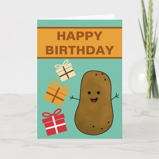 お誕生日おめでとうポテトのプレゼント カード (正面)