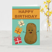 お誕生日おめでとうポテトのプレゼント カード (黄色い花)