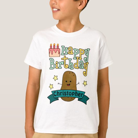 お誕生日おめでとうポテト パーソナライズデザイン Tシャツ (正面)