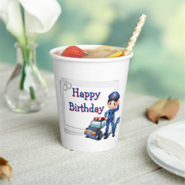 お誕生日おめでとうポリスマン 紙コップ