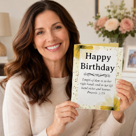 お誕生日おめでとうママ 黄色い花 聖書の言葉 カード