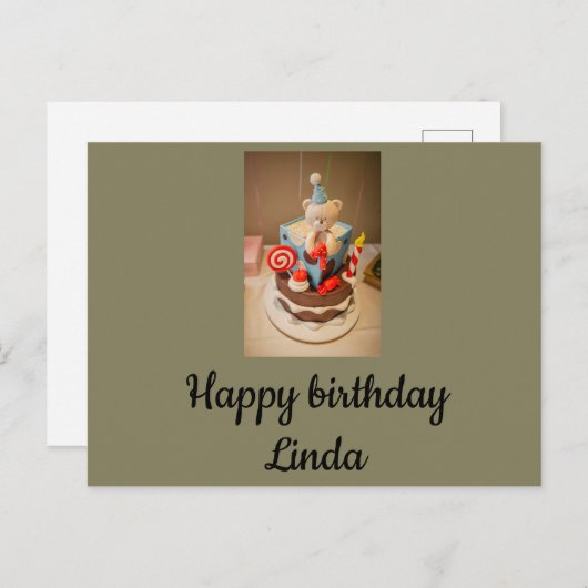 お誕生日おめでとうリンダ ポストカード (正面/裏面)