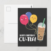 お誕生日おめでとう友達 かわいいタピオカ ティーパーティーだよ ポストカード (正面/裏面)