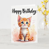 お誕生日おめでとう子猫カード カード (黄色い花)