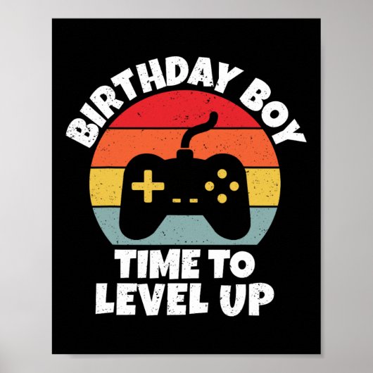 お誕生日おめでとう少年 ゲームレベルアップ 誕生日 ポスター (正面)