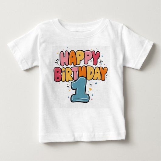 お誕生日おめでとう少年 - 1歳の誕生日 ベビーTシャツ (正面)