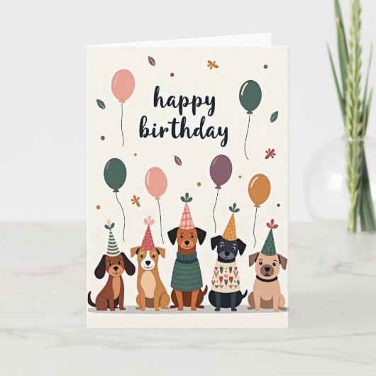 お誕生日おめでとう犬のイラストカード カード (正面)