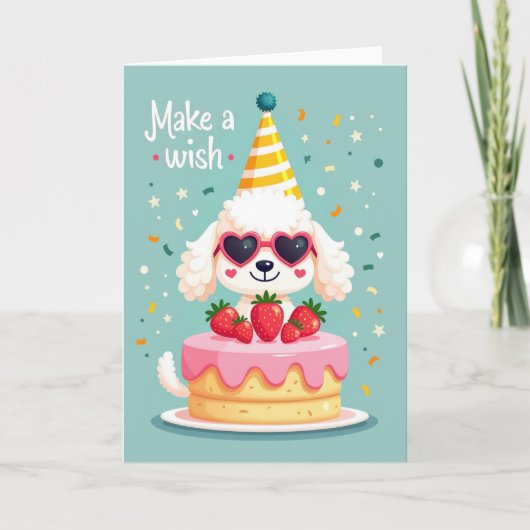 お誕生日おめでとう犬のケーキカード カード (正面)