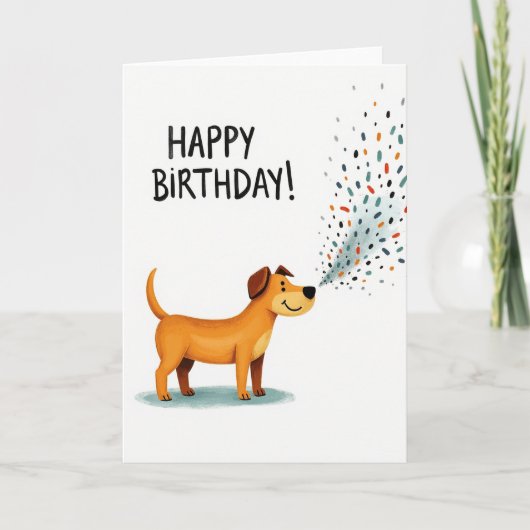 お誕生日おめでとう犬の紙吹雪カード カード (正面)