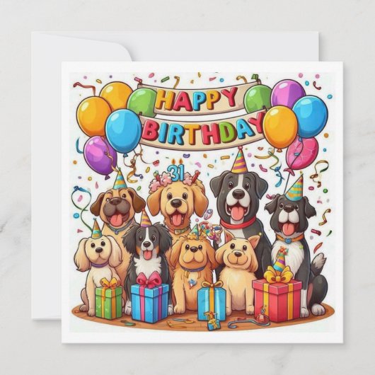 お誕生日おめでとう犬 カード (正面)