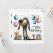 お誕生日おめでとう犬 カード (正面/裏面インサイチュ)