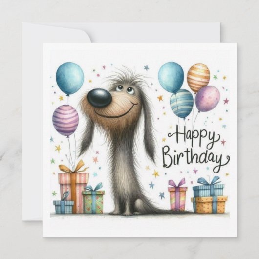 お誕生日おめでとう犬 カード (正面)