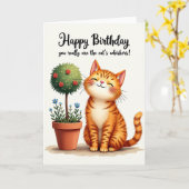 お誕生日おめでとう猫カード カード (黄色い花)