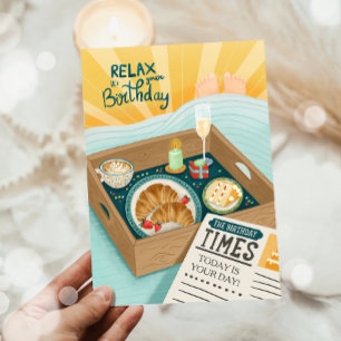 お誕生日おめでとう男性向け リラックス ケーキ 夫 父の誕生日 カード