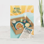 お誕生日おめでとう男性 リラックス ケーキ 夫 父 カード (正面)