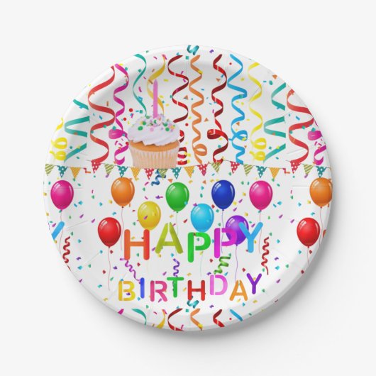 お誕生日おめでとう紙皿 ペーパープレート (正面)