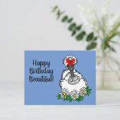 お誕生日おめでとう美しいショーガールシルキー鶏P ポストカード (スタンド正面)