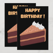 お誕生日おめでとう美味しいチョコレートケーキ 招待状 (正面/裏面)