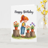 お誕生日おめでとう鉢植えの花カード カード (黄色い花)