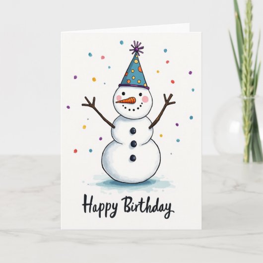 お誕生日おめでとう雪のカード カード (正面)