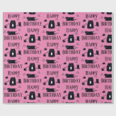 お誕生日おめでとう面白い黒猫ラッピングペーパー ラッピングペーパー (フラット)