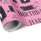 お誕生日おめでとう面白い黒猫ラッピングペーパー ラッピングペーパー (ロールコーナー)