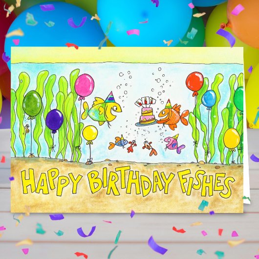 お誕生日おめでとう魚のグリーティングカード カード