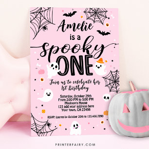 お誕生日おめでとう1歳、ハロウィン ピンク 招待状