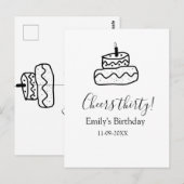 お誕生日おめでとう３０歳の誕生日ケーキ黒い落書き手 ポストカード (正面/裏面)