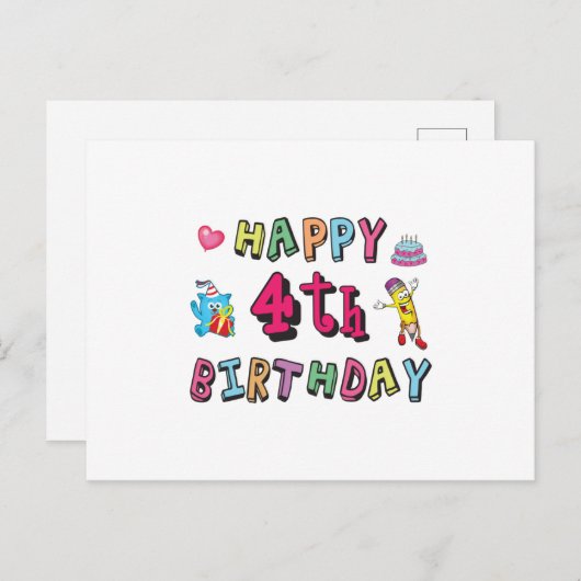 お誕生日おめでとう4歳 誕生日4歳の願い ポストカード (正面/裏面)