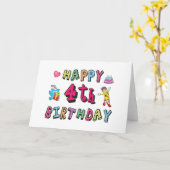 お誕生日おめでとう４歳。４歳の誕生日。 カード (黄色い花)