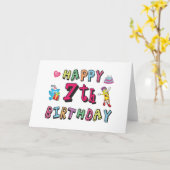 お誕生日おめでとう7歳。7歳。 カード (黄色い花)