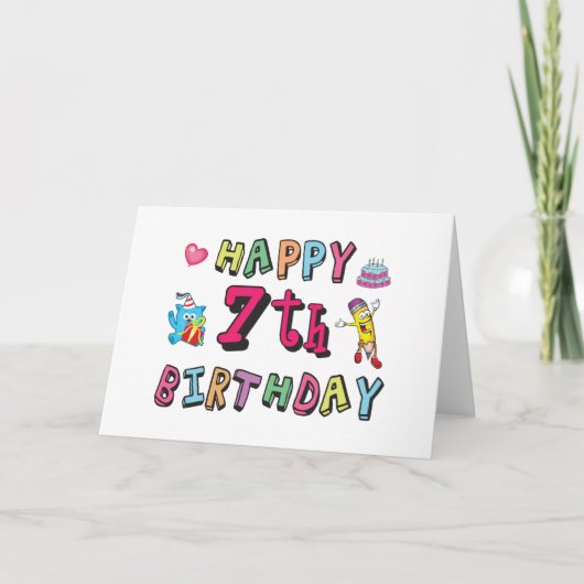 お誕生日おめでとう7歳。7歳。 カード (正面)