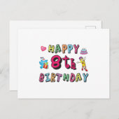 お誕生日おめでとう８歳。８歳の誕生日サプライズ ポストカード (正面/裏面)