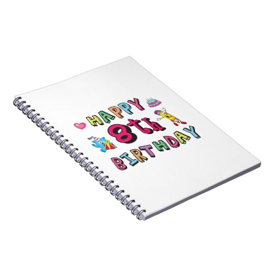 お誕生日おめでとう8歳。8歳の誕生日。 ノートブック (右側)