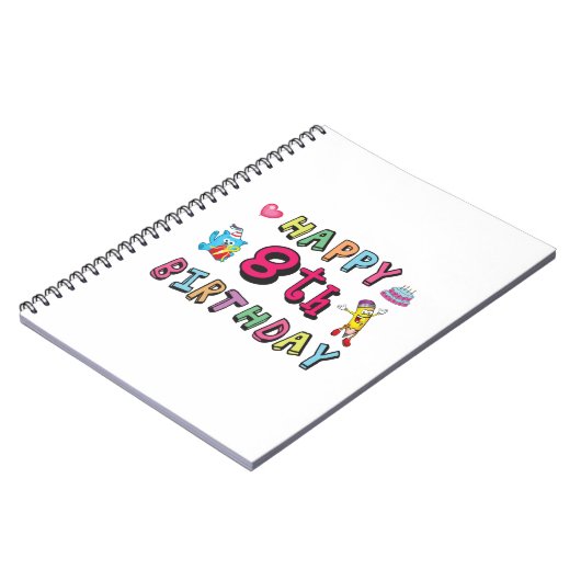 お誕生日おめでとう8歳。8歳の誕生日。 ノートブック (左側)