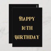 お誕生日おめでとう16歳 ゴールド イエロー カスタム ポストカード (正面/裏面)
