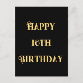 お誕生日おめでとう16歳 ゴールド イエロー カスタム ポストカード (正面)