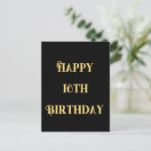 お誕生日おめでとう16歳 ゴールド イエロー 十六歳 オーダーメイド 年齢 ポストカード (スタンド正面)