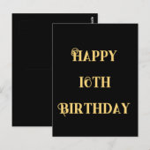 お誕生日おめでとう16歳 ゴールド イエロー 十六歳 オーダーメイド 年齢 ポストカード (正面/裏面)
