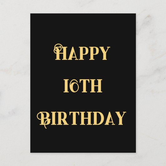 お誕生日おめでとう16歳 ゴールド イエロー 十六歳 オーダーメイド 年齢 ポストカード (正面)