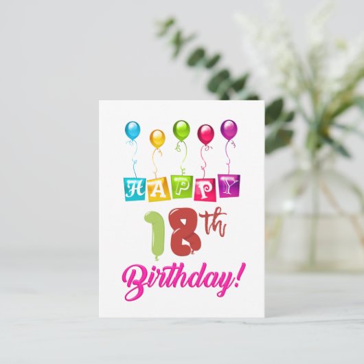 お誕生日おめでとう18歳 ポストカード (スタンド正面)